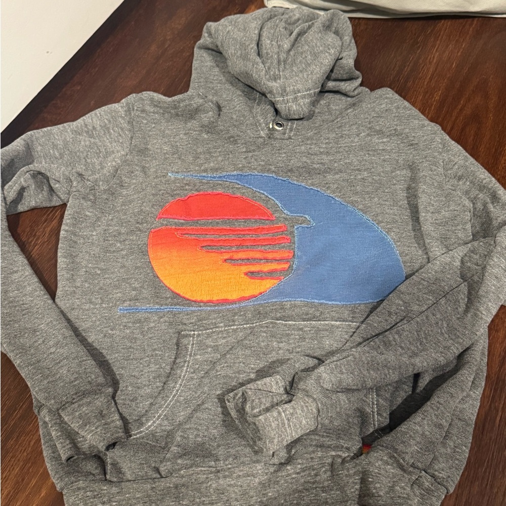 Aviator Nation Gray Hoodie with Sunset Graphic